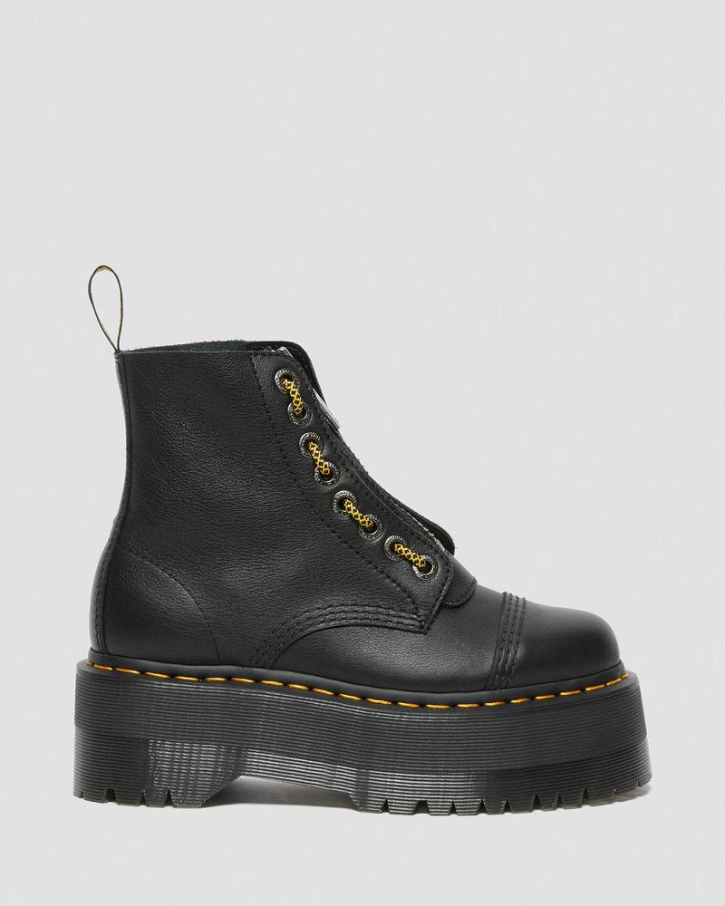 Dr Martens Sinclair Max Pisa Leren Platform Laarzen Dames Zwart | NL 526UZG